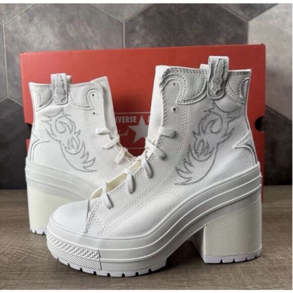 Converse Chuck 70 De Luxe Heel Western Hi Platform A10335C VIN White Women 9 NWB - Picture 1 of 10